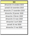 Calendrier NIII