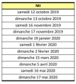 Calendrier NII