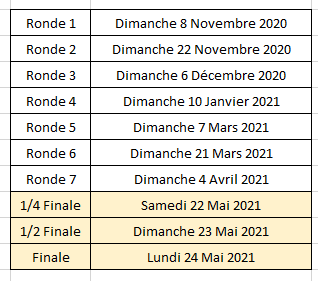 Calendrier Critériums 2020-2021