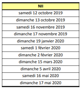 Calendrier NII