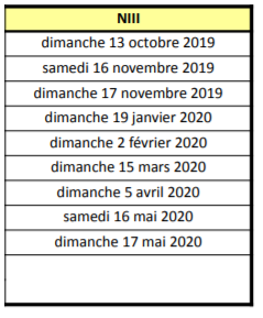 Calendrier NIII